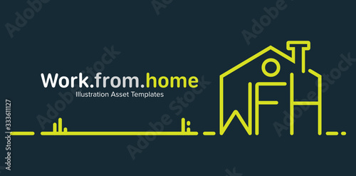 Illustration and Logo of Work from home sign and symbol