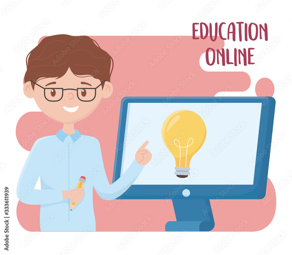 online education, teacher teaching lesson with the computer online education, teacher teaching lesson with the computer