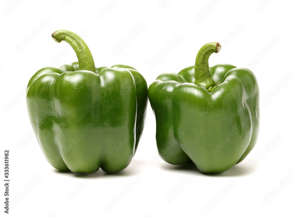 fresh green bell pepper (capsicum) on a white background fresh green bell pepper (capsicum) on a white background