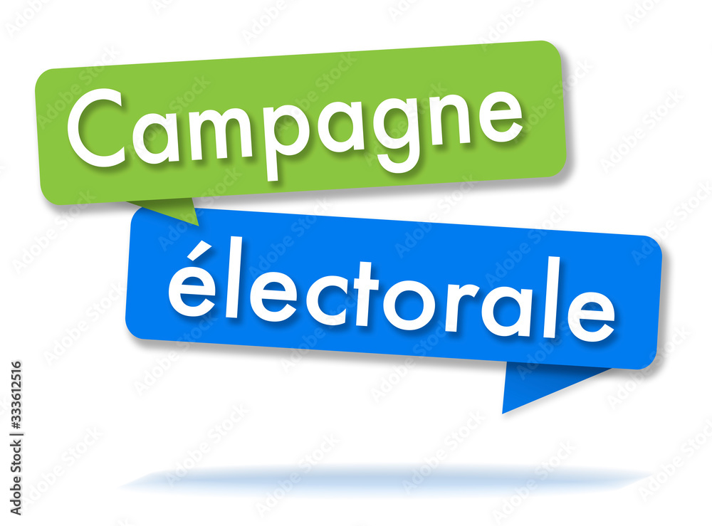 Election campaign in colored speech bubbles and french language Election campaign in colored speech bubbles and french language
