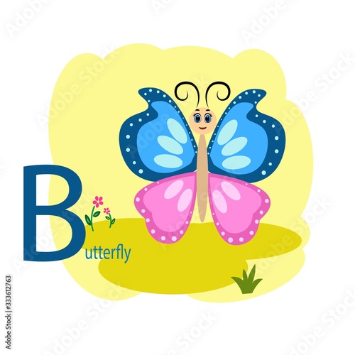  B word for butterfly animal alphabet illustration 
