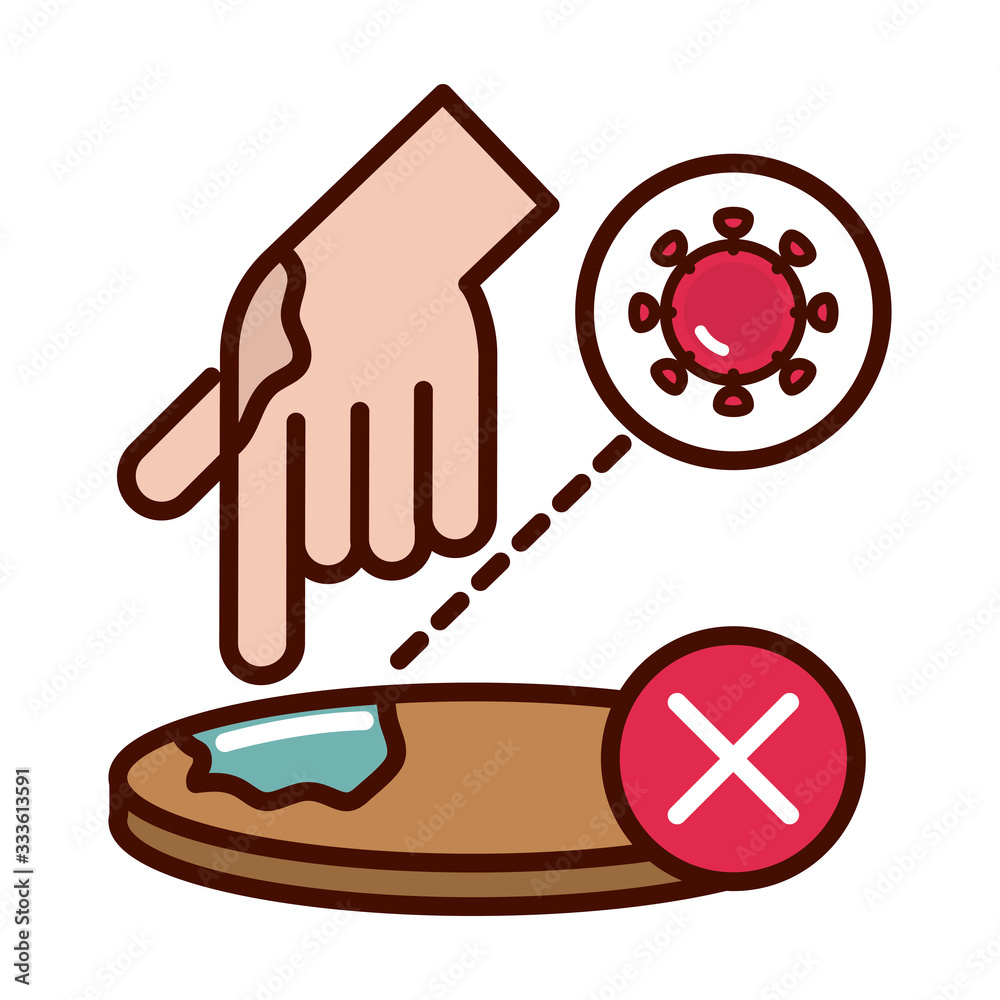 Fototapeta premium avoid infected surfaces prevent spread of covid19 line and file icon