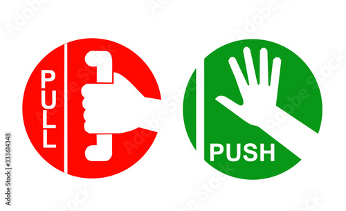 Set of Push Pull Hand Sign Vector Illustration photo