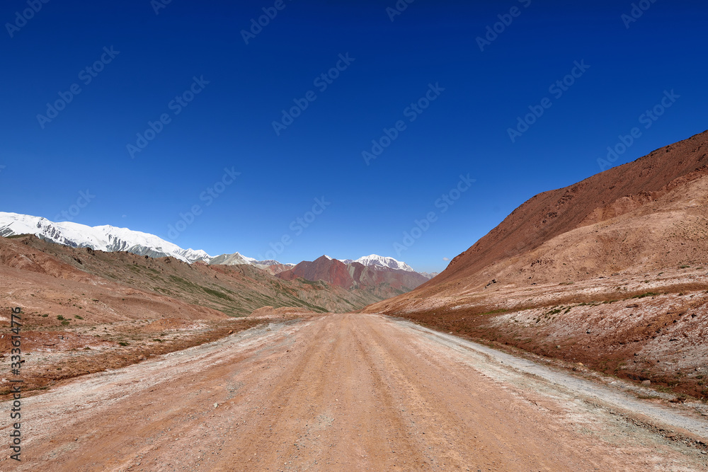 View of Pamir Highway in Tajikistan
