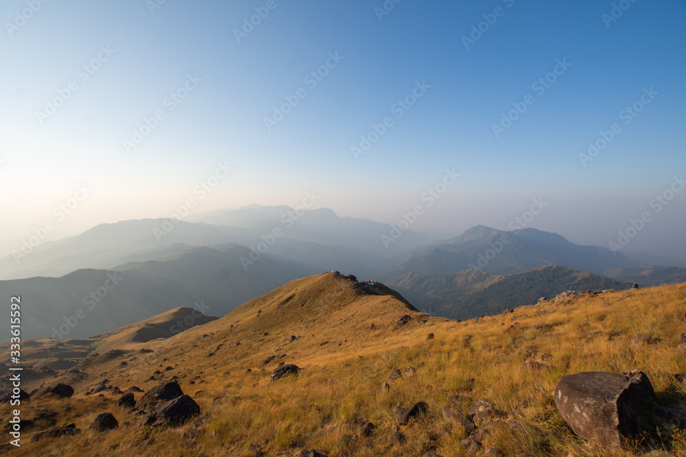 view on mountain at Mulayit Taung, Myanmar. soft focus and vintage tone.