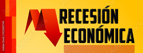 Recesion Economica, Economic Recession Spanish text vector design.
