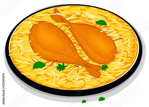 Chicken Biryani Indian Non Veg Food Vector
