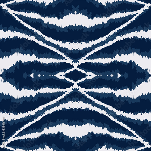 Indigo Chevron Graphic Vector Seamless Pattern. 