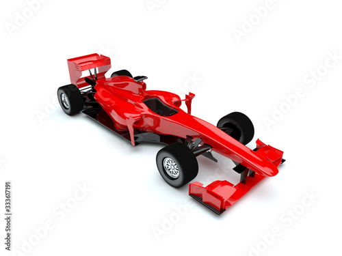 Formula 1 (f1) red gloss racing car on a white background