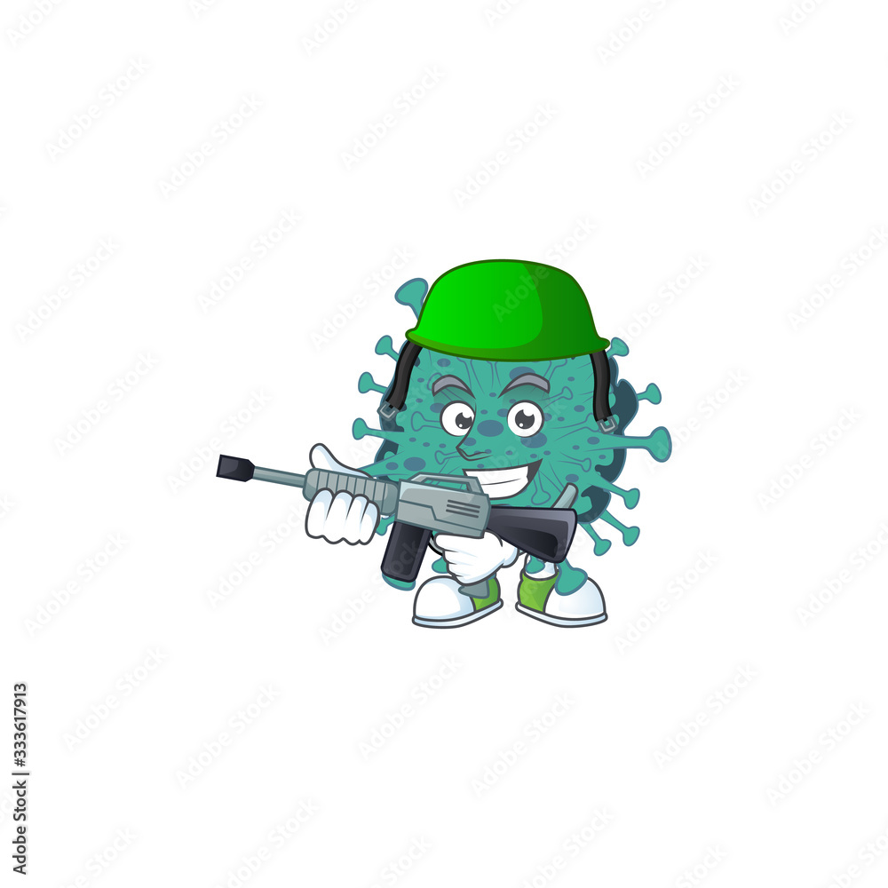 An elegant picture of critical coronavirus as an Army having machine gun An elegant picture of critical coronavirus as an Army having machine gun