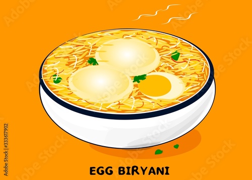 Egg biryani Indian Food Vector