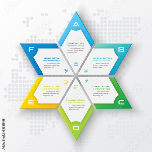 Vector star for infographic,Business concept with 6 options.