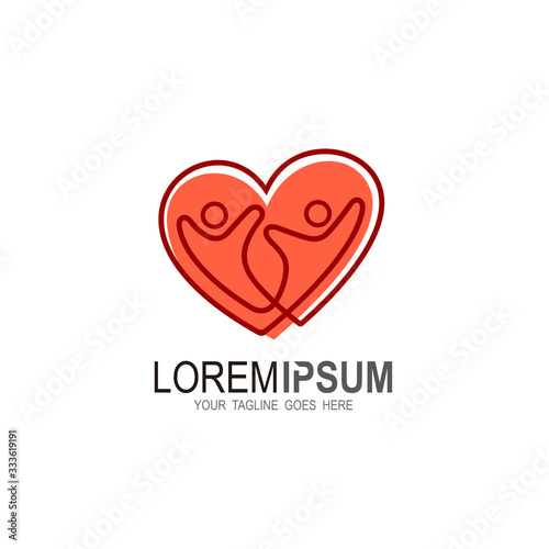 Heart logo with people design template, Medical icons, Family and love logo