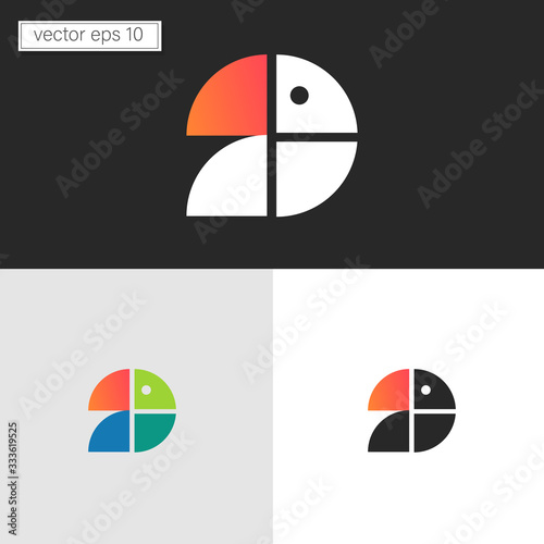 Illustration vector graphic of Abstract toucan bird or parrot logo, simple forms in the style of minimalism