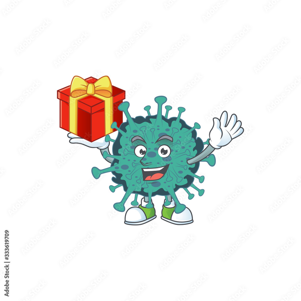 Fototapeta premium A mascot design style of critical coronavirus showing crazy face