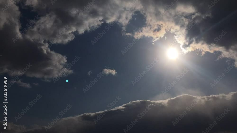 太陽と大きな雲の流れ　タイムラプス