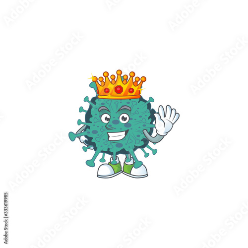 A Charismatic King of critical coronavirus cartoon character design