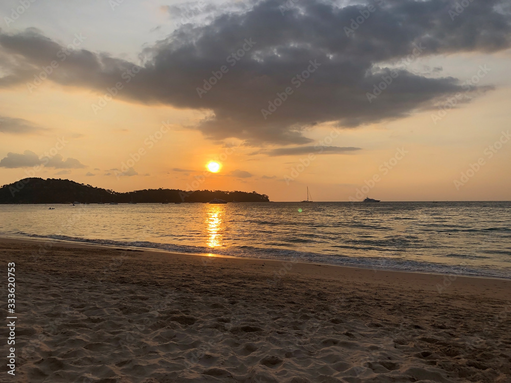 sunset on the ocean on the island of Phuket