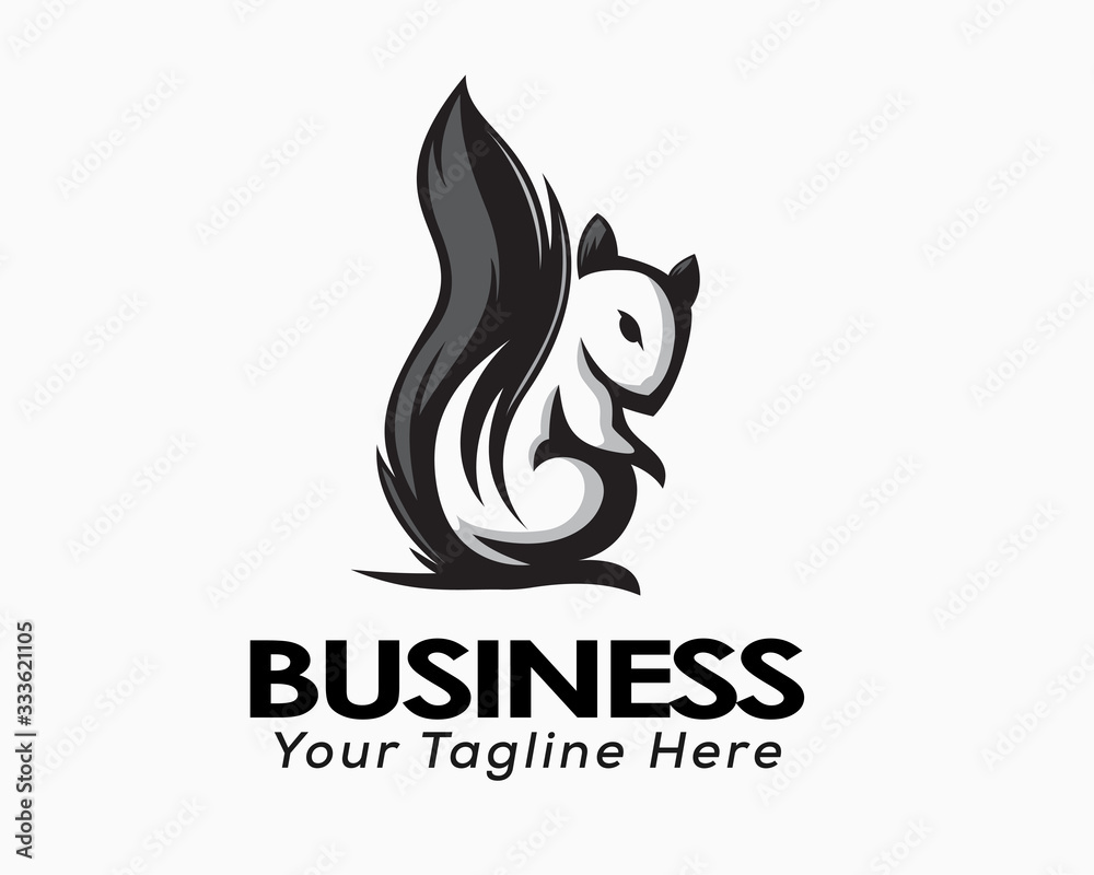 Simple drawing art squirrel with big tail look back logo design inspiration Simple drawing art squirrel with big tail look back logo design inspiration