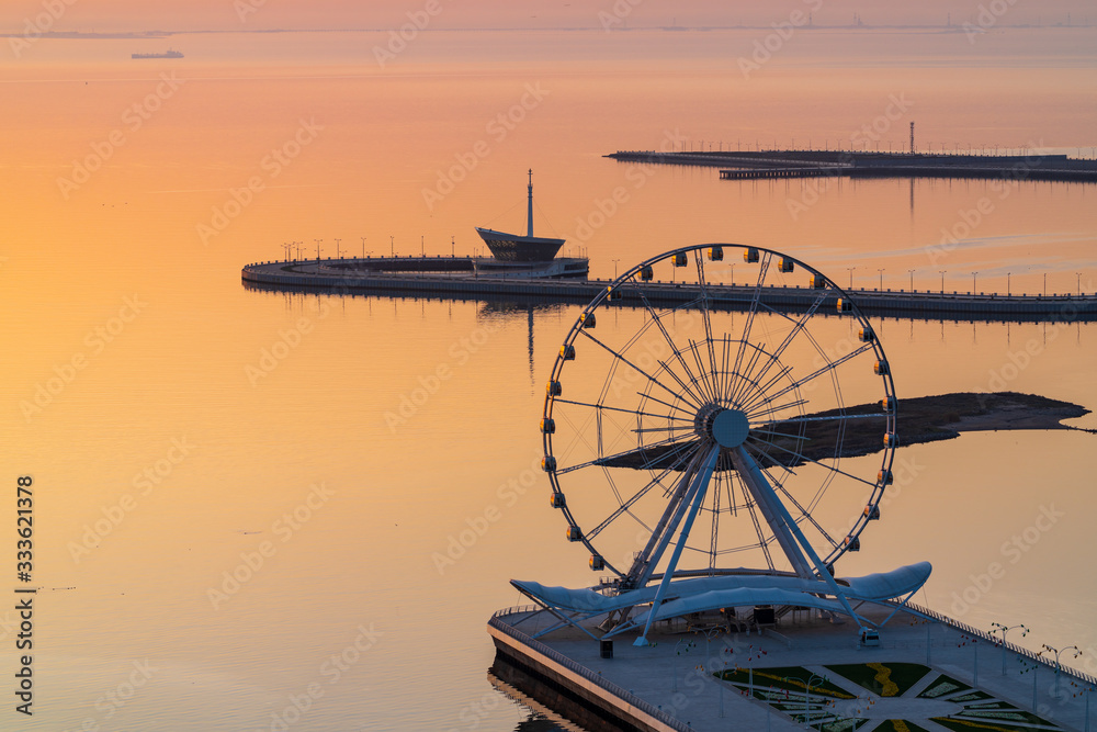 Ferris wheel on the boulevard in Baku city