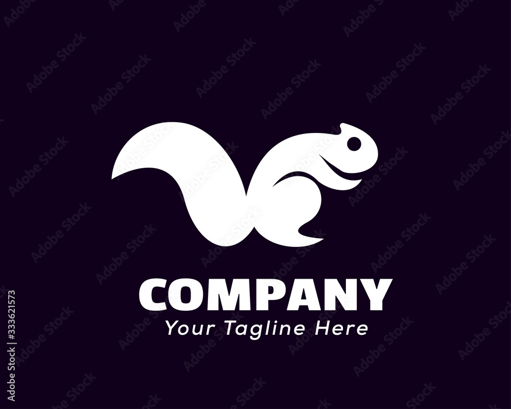 Stand squirrel logo design inspiration at dark background Stand squirrel logo design inspiration at dark background