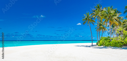 Fototapeta Naklejka Na Ścianę i Meble -  Amazing scenery, relaxing beach, tropical landscape background. Summer vacation travel holiday design. Luxury travel destination concept. Beach nature, travelling tourism banner, vertical view