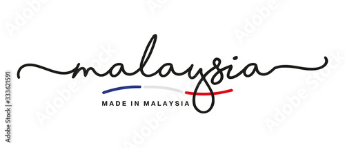 Made in Malaysia handwritten calligraphic lettering logo sticker flag ribbon banner