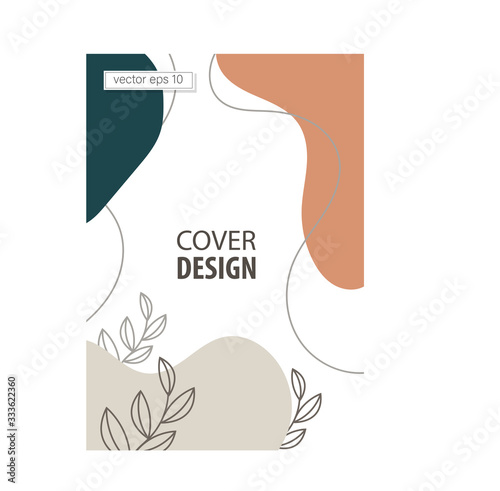 Illustration vector graphic of Social media stories and creative posts. Background template with copy space for text and image designs with abstract colored shapes, line art, warm color tropical leave