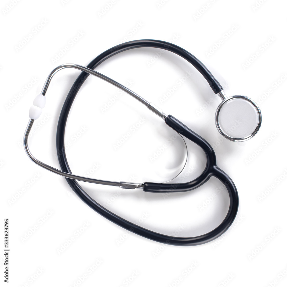 black medical stethoscope isolated on white background black medical stethoscope isolated on white background