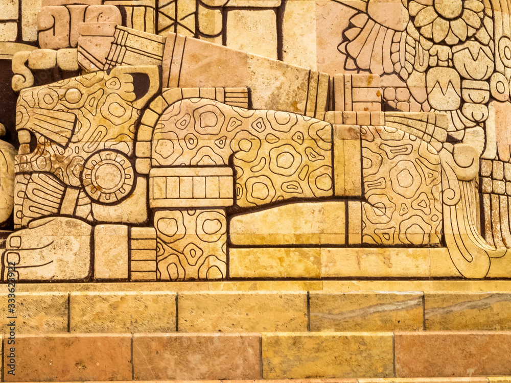 Fototapeta premium Jaguar carving, Paseo Montejo in Merida, Mexico