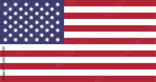 USA Flag with Covid-19 virus 
