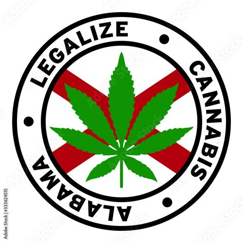 Round Legalize Cannabis Alabama Flag Clipart