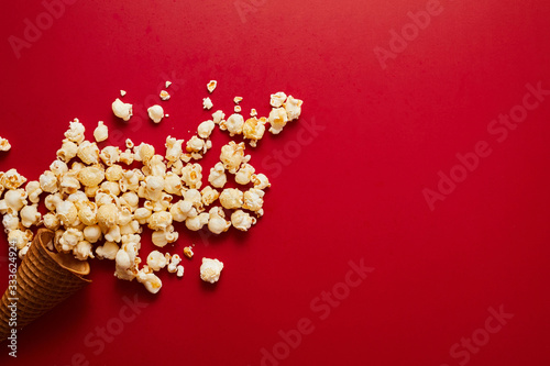popcorn on pastel background.