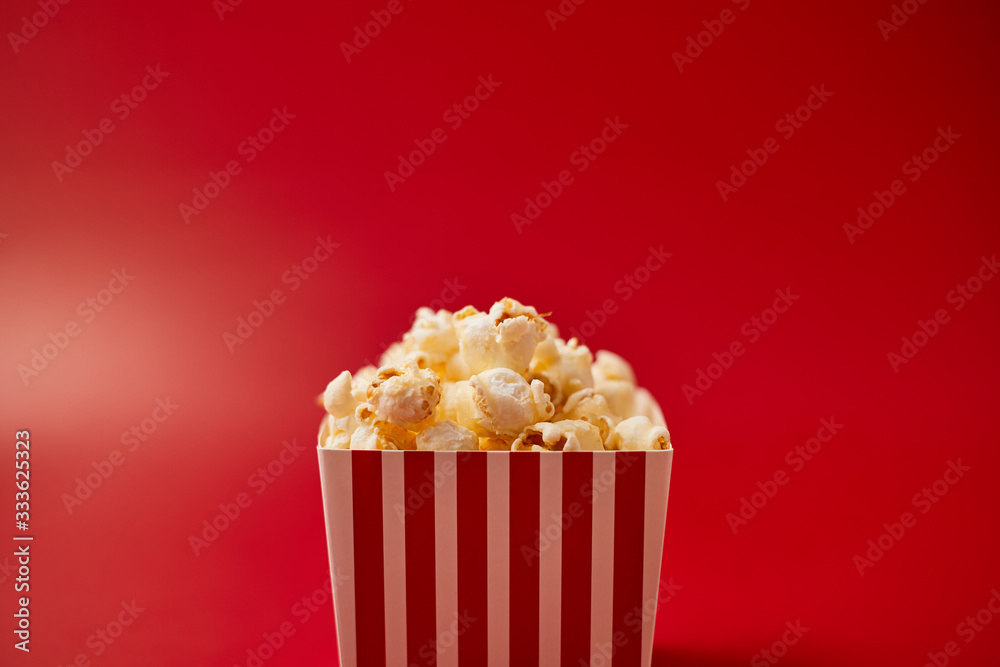 popcorn on pastel background.