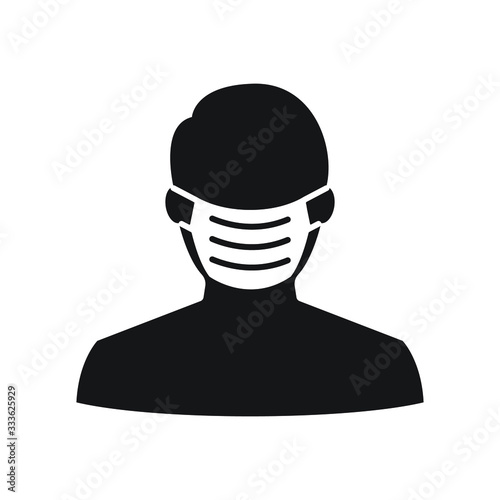 Man face with mask icon vector on white background. PM 2.5 Dust and Corona Virus prevention symbol.