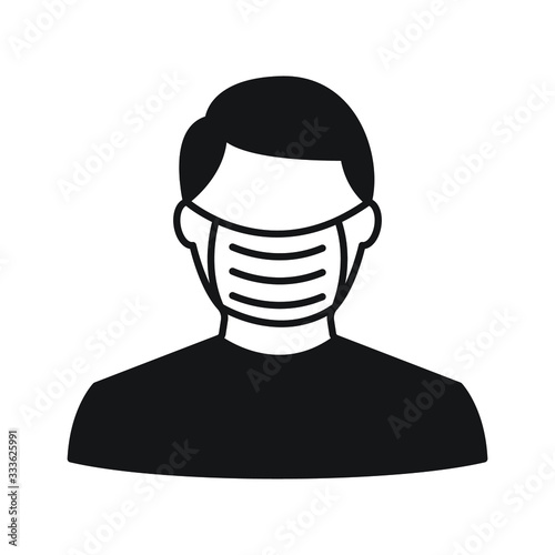 Man face with mask icon vector on white background.  2.5 PM Dust and Corona Virus prevention symbol.