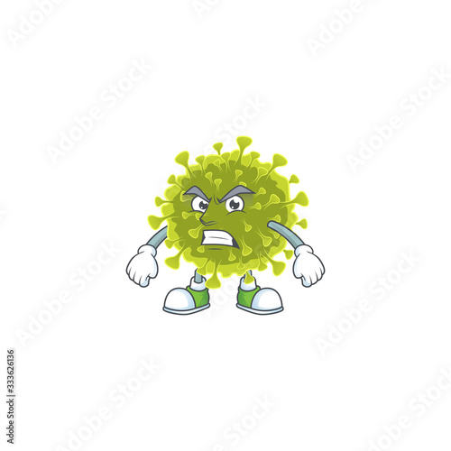 Charming global coronavirus outbreak mascot design style waving hand