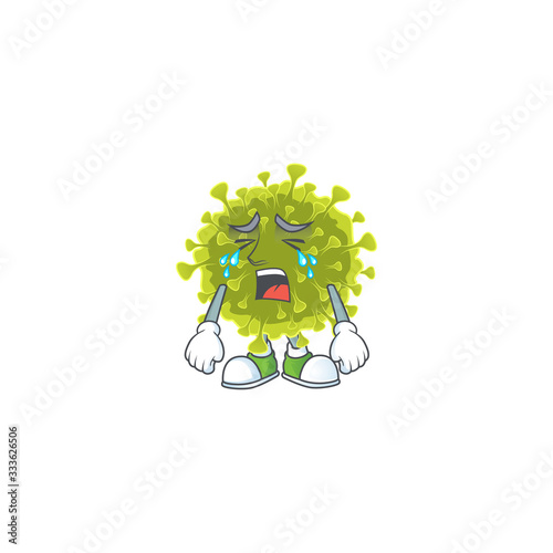 A Crying face of global coronavirus outbreak cartoon character design