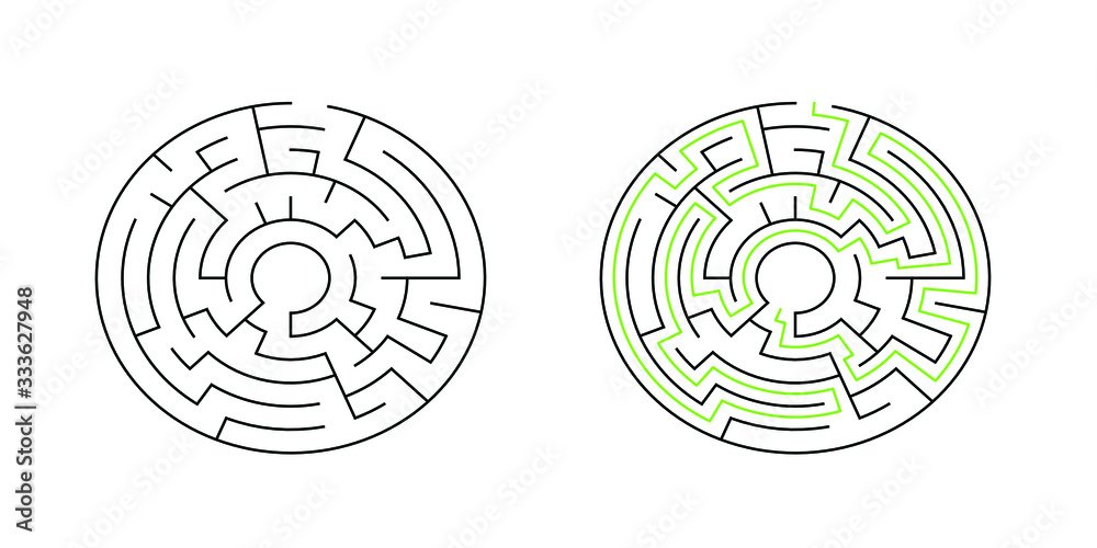 A circular 6-corridor-wide maze with solution A circular 6-corridor-wide maze with solution