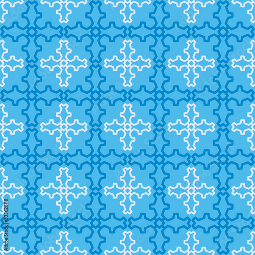 Decorative seamless pattern. Blue background pattern in retro style. 