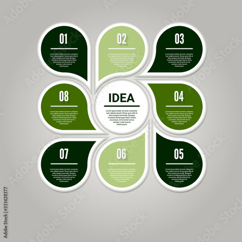 Vector circle infographic. Template for cycle diagram, graph, presentation and round chart. Business concept with 8 options, parts, steps or processes. Abstract background.