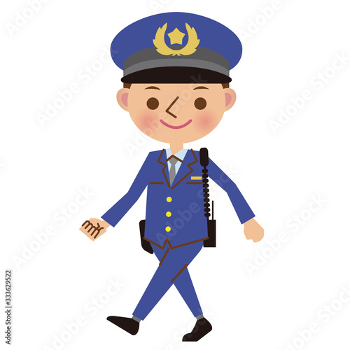 歩く男性警察官