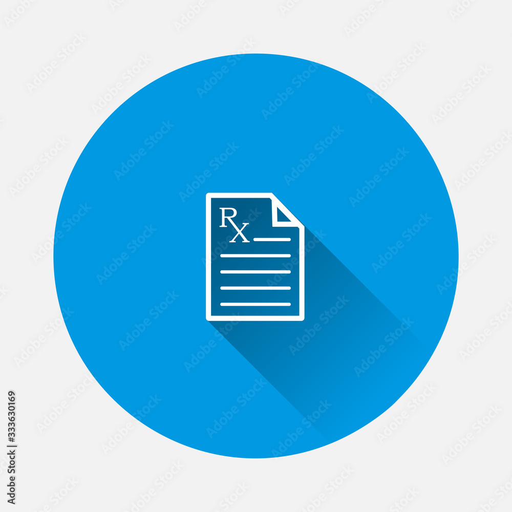Medical prescription vector icon. Doctor's appointment icon on blue background. Flat image with long shadow. Medical prescription vector icon. Doctor's appointment icon on blue background. Flat image with long shadow.