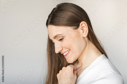 portrait of a girl on a white background