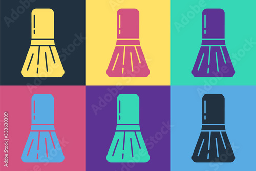 Pop art Makeup brush icon isolated on color background. Vector Illustration
