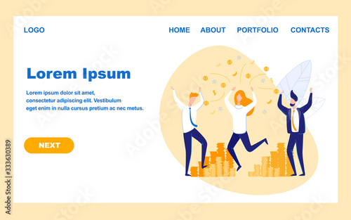 Startup Team, Happy to Borrow Money for Business Development. Entrepreneurs with Limited Sources, Having Funding Gap, Being Unable to Build and Grow Their Young Company. Landing Page Template.