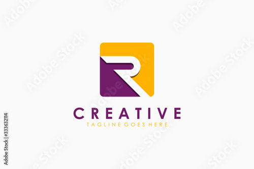 Free Download Initial Letter R Logo. Negative Space inside Square Rounded. Flat Vector Business Logo Design Template Element. - GFXLoad