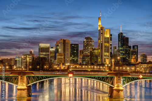 The skyscrapers of the financial district in Frankfurt  Germany  at night