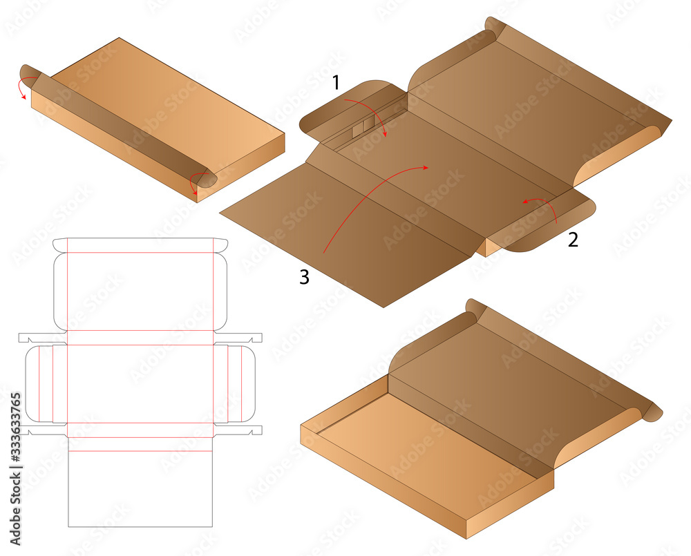 Box packaging die cut template design. 3d mock-up