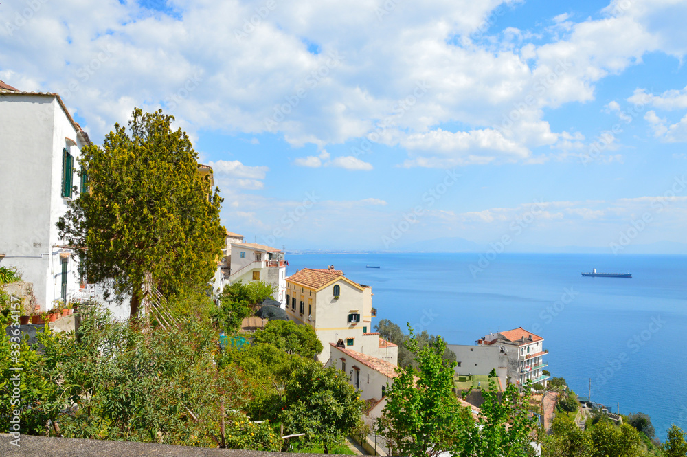 Panoramic view of a village on the Amalfi coast